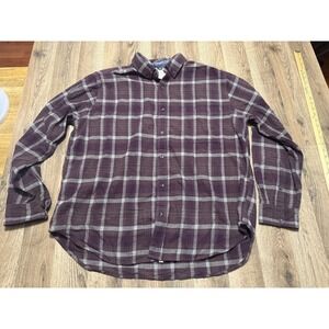 Old Ranch Shirt, Men's Size XXL, Purple Grey Plaid Long Sleeve Button Up Shirt